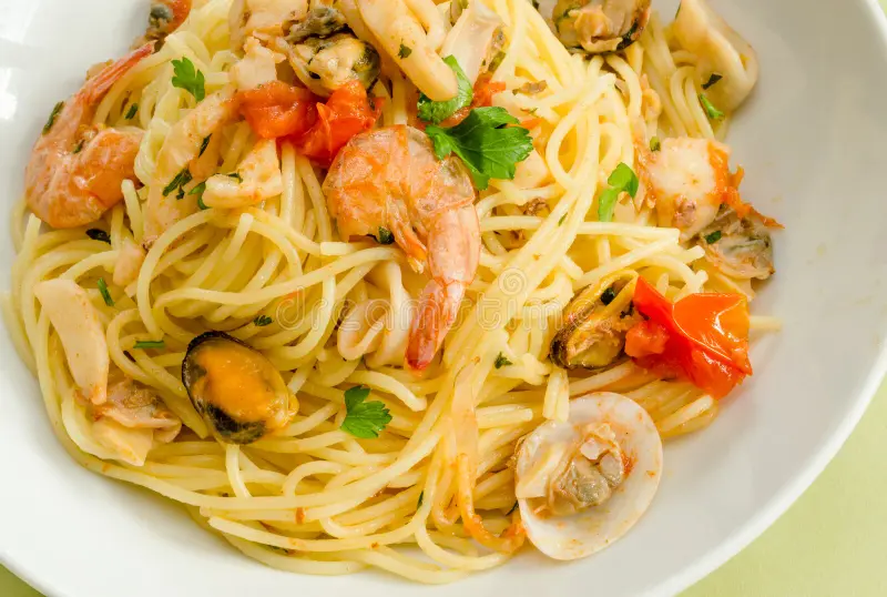 Espagueti con mariscos